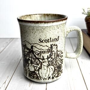Dunoon Scotland Stoneware Coffee Mug Cup Vintage Textured Graphic 9.5oz Capacity